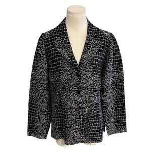 EXCLUSIVELY Misook Blazer Animal Print Button Black Silver S Work Jacket Luxury